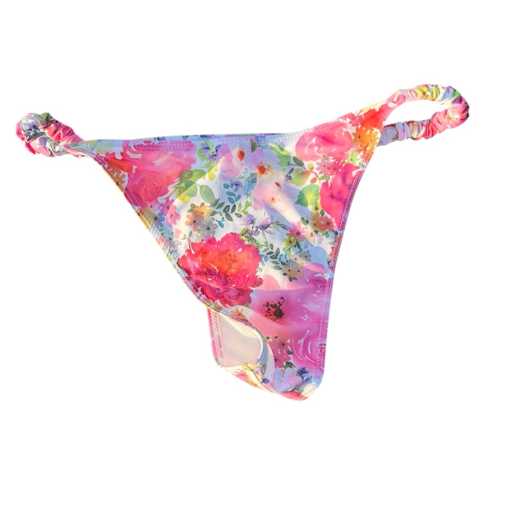 Pink Floral Bandeau Bikini Set strapless bikini top with bottoms size medium - Picture 6 of 6